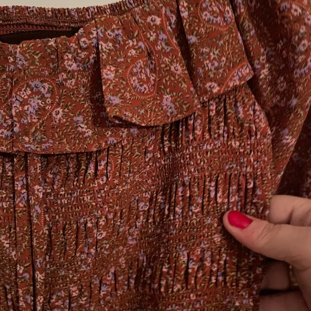 ๐4X HP!๐ Womenโs Code Mode Smocked Long Sleeve Floral Prairie Style Dress Sz S - Image 5