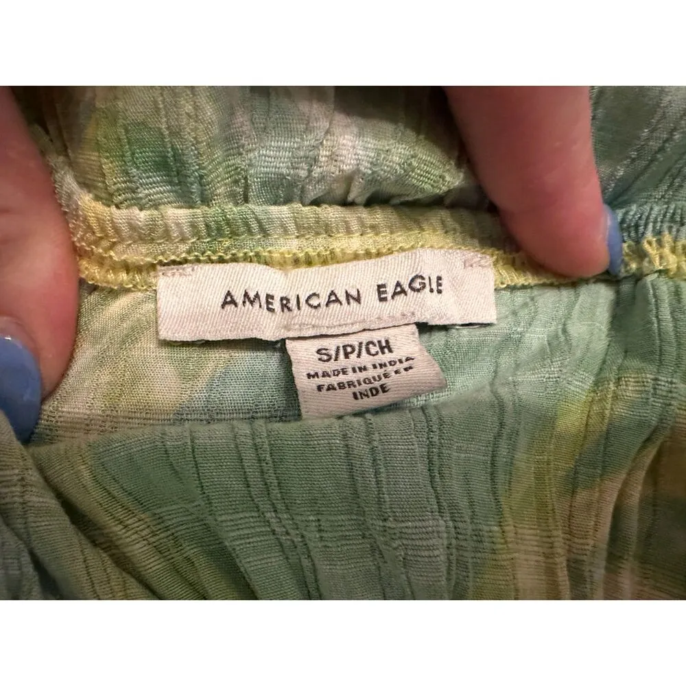 American Eagle Green Yellow White Tie Front Cami Size Small - Image 4