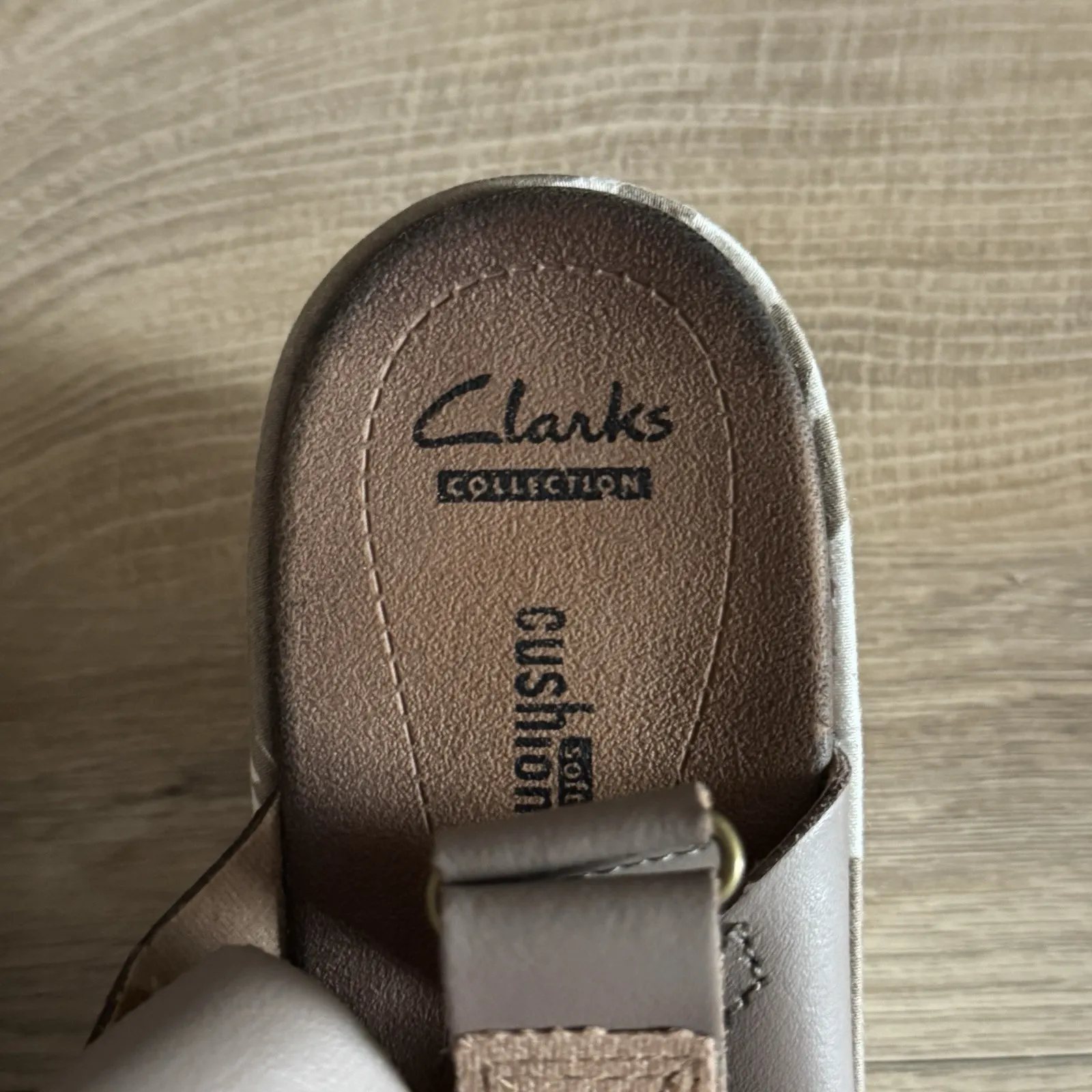 Clarks Stasha Hale Sandals Taupe Wedge Criss-cross‎ Leather Shoes Womens 8.5 - Image 8