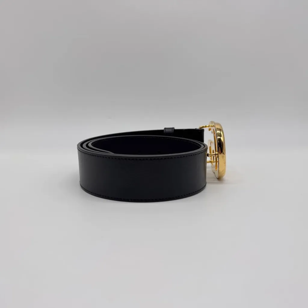 Gucci Authentic GG Marmont Wide Leather Black Belt 85 Preowned - Image 4