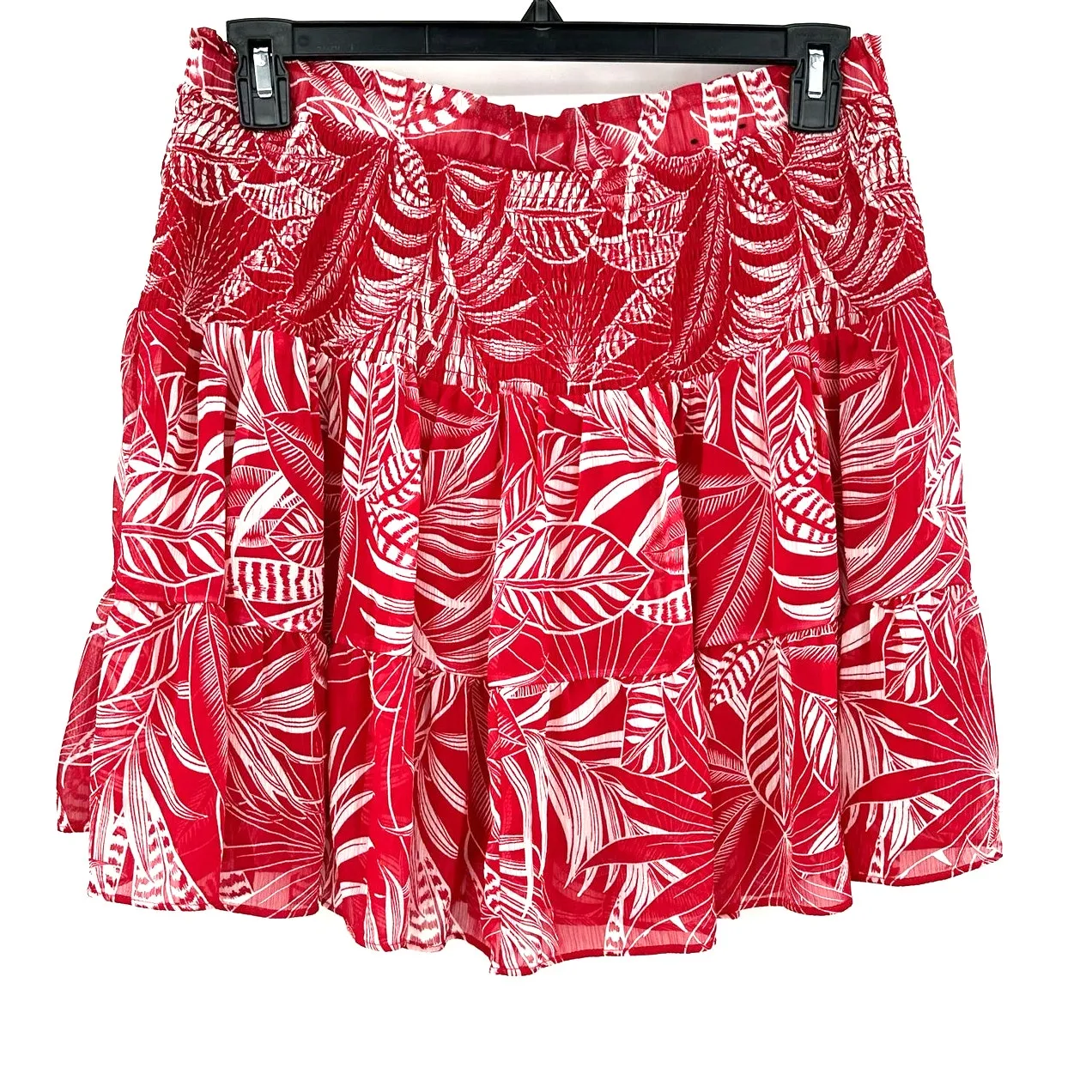 Banana Republic Size Large Skirt Red Floral Tiered Mini Hawaiian‎ Lined - Image 2