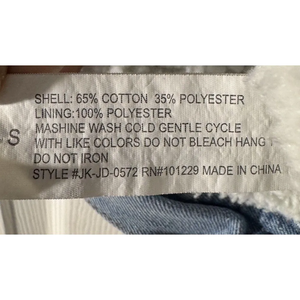 Y2K Women S Reserve Fairfax Denim Jean jacket with Faux fur Sherpa Grunge Chic - Image 4