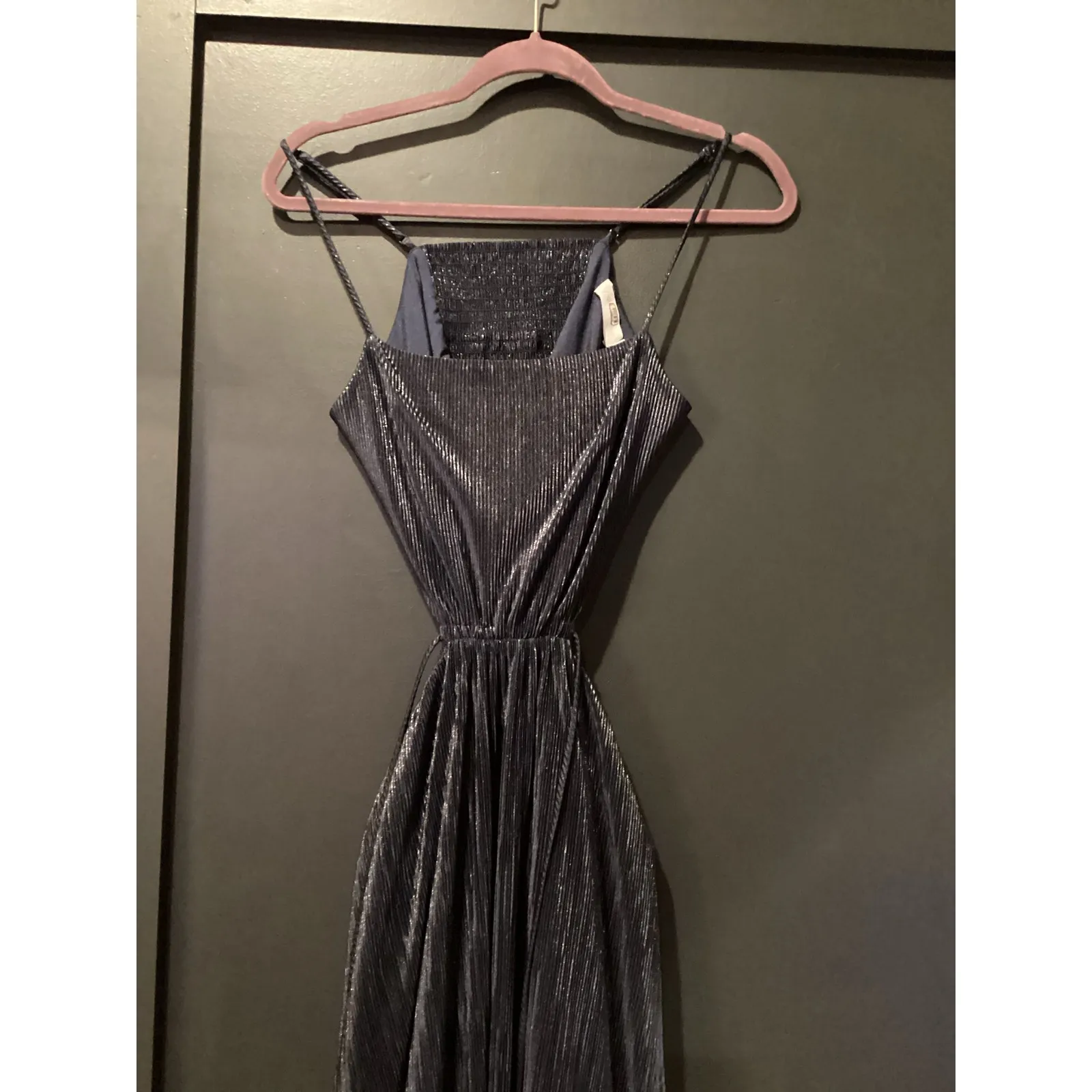 SIMKHAI Daisy Cutout maxi Gown navy blue chiffon plisse dress size 6 - Image 8