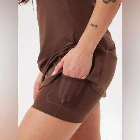 Girlfriend Collective Paloma Racerback Dress in Earth Brown - Image 5