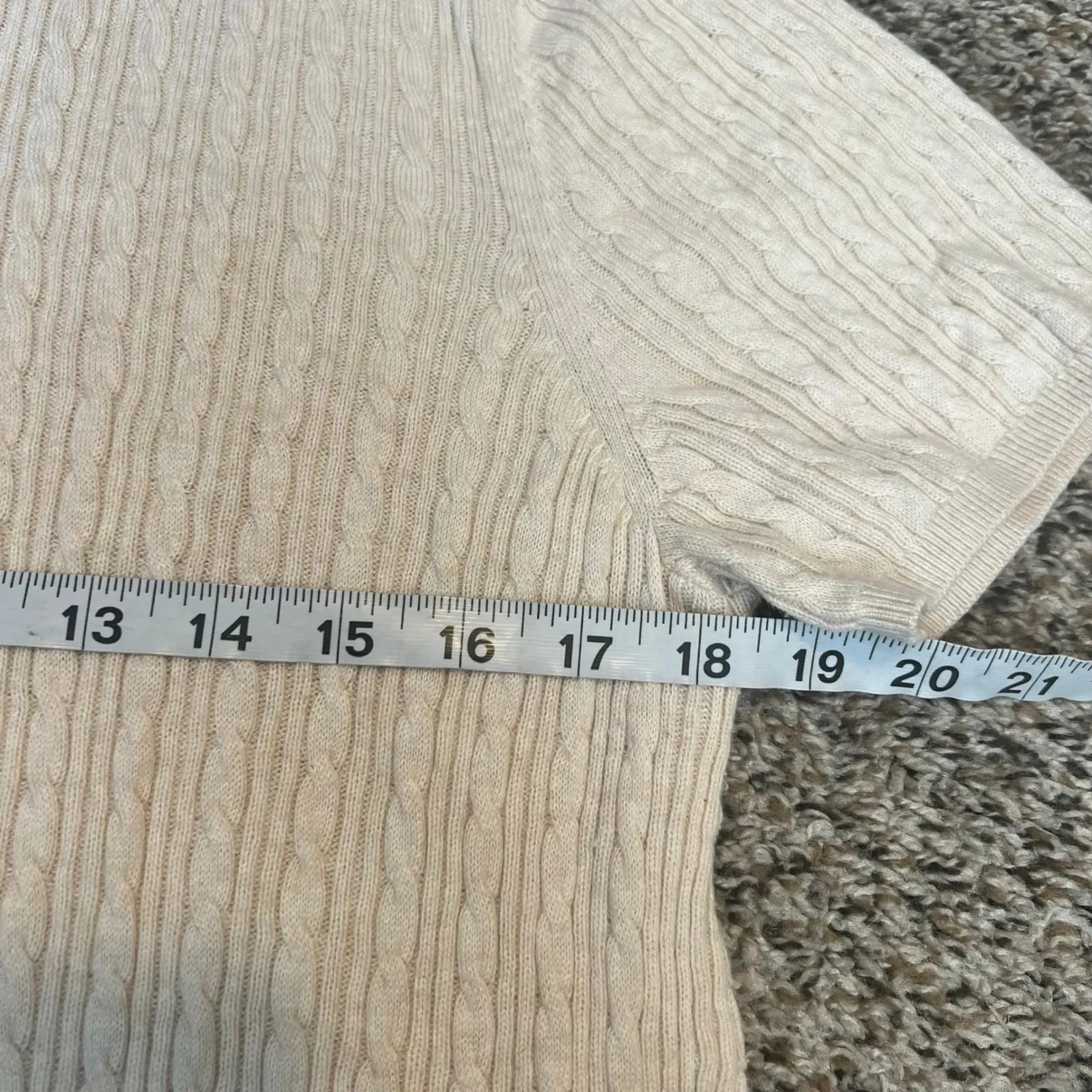 Croft & Barrow Womens Cable Knit Short Sleeve Sweater Top Cream Size L - Image 4