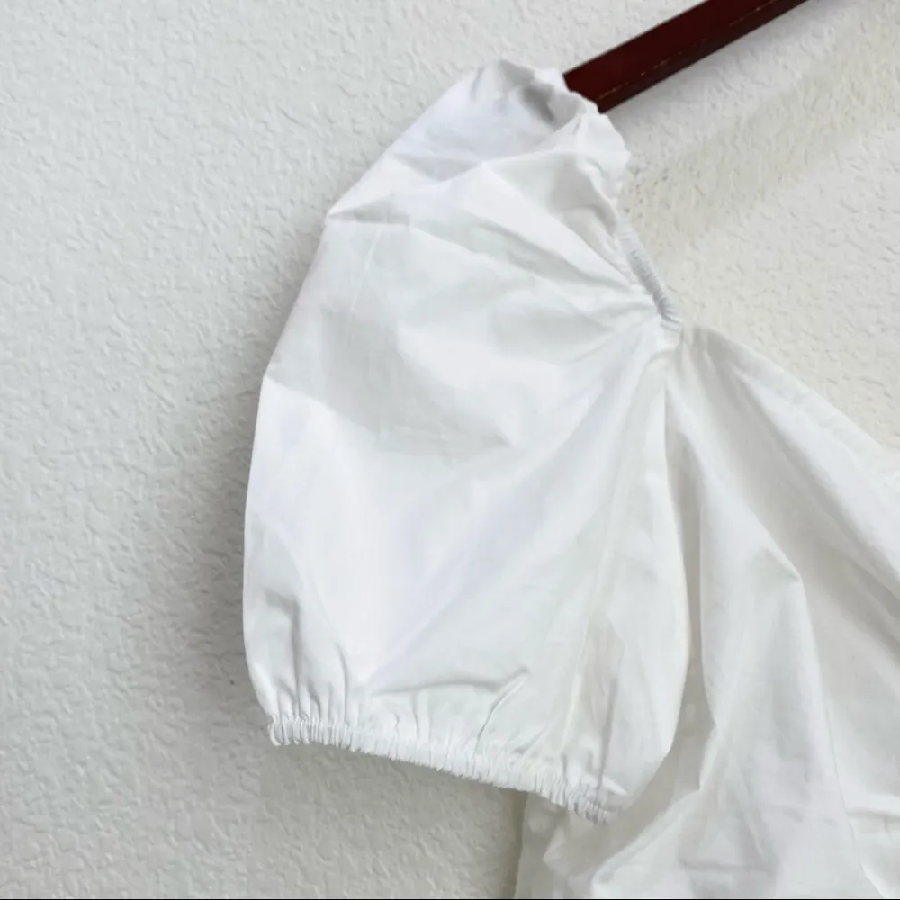 SHEIN White Puff Sleeve Ruched Square Neck Top - Image 8