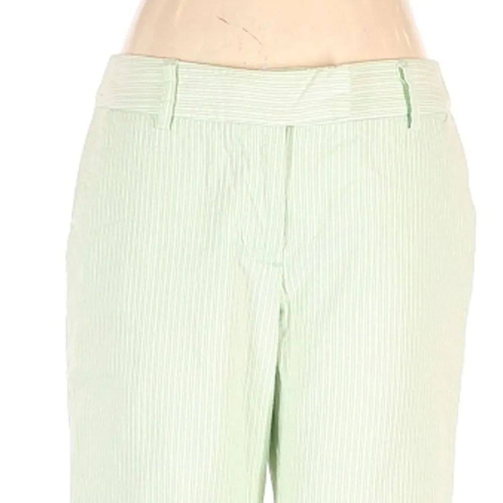 Anthropologie Elevenses Pant 6 Wide Leg Flare High Rise Stripe Cuff Green Spring - Image 3