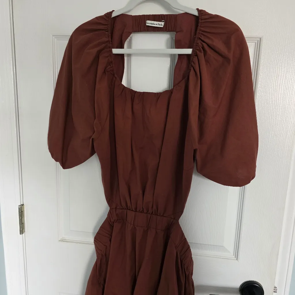 A&F Open Back Brown Midi Dress L - Image 6