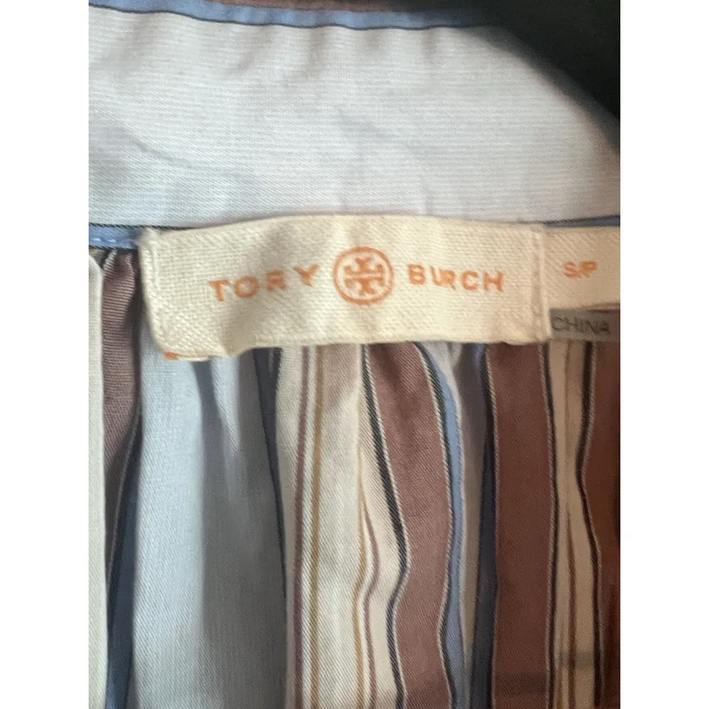 Tory Burch Shirt Dress Size S Blue Stripe 1/2 Sleeve Elastic Waist Custom - Image 2