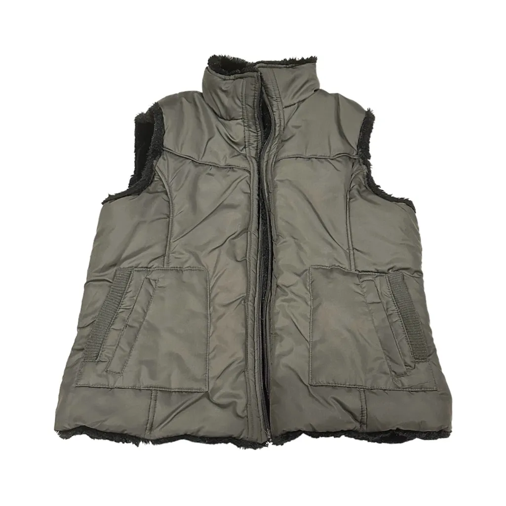 KC Collections Women Jacket Vest Black Reversable Sleeveless Faux Fur Sz Large - Image 11