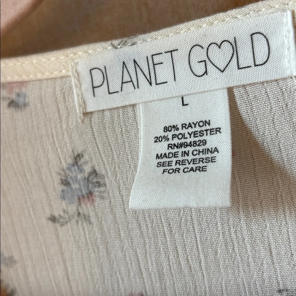 Planet Gold Cream Floral Ruffle Top large - Image 5