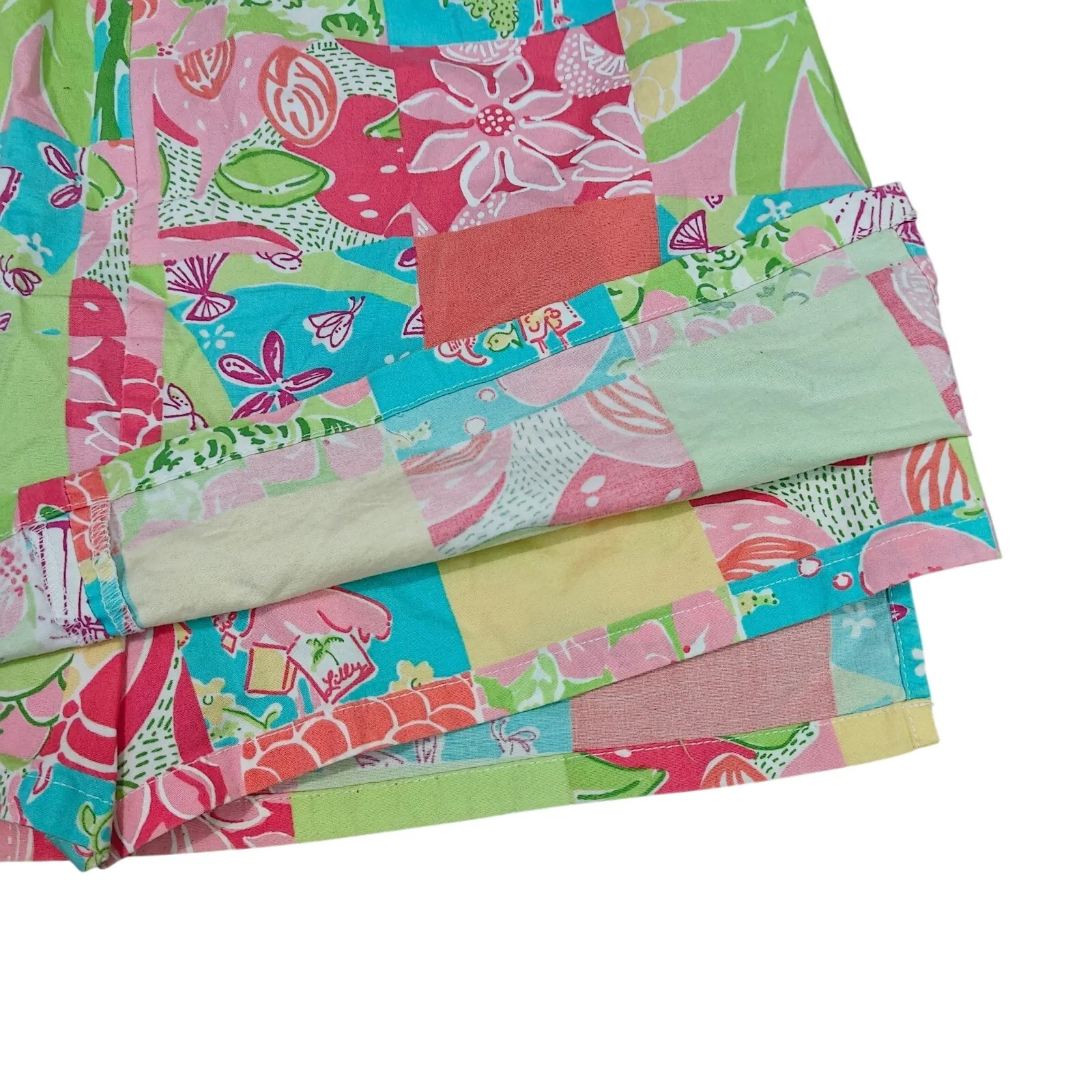 Vintage 90s Lilly Pulitzer Skort Tropical Parrot Flamingo Patchwork Cotton 10 - Image 2