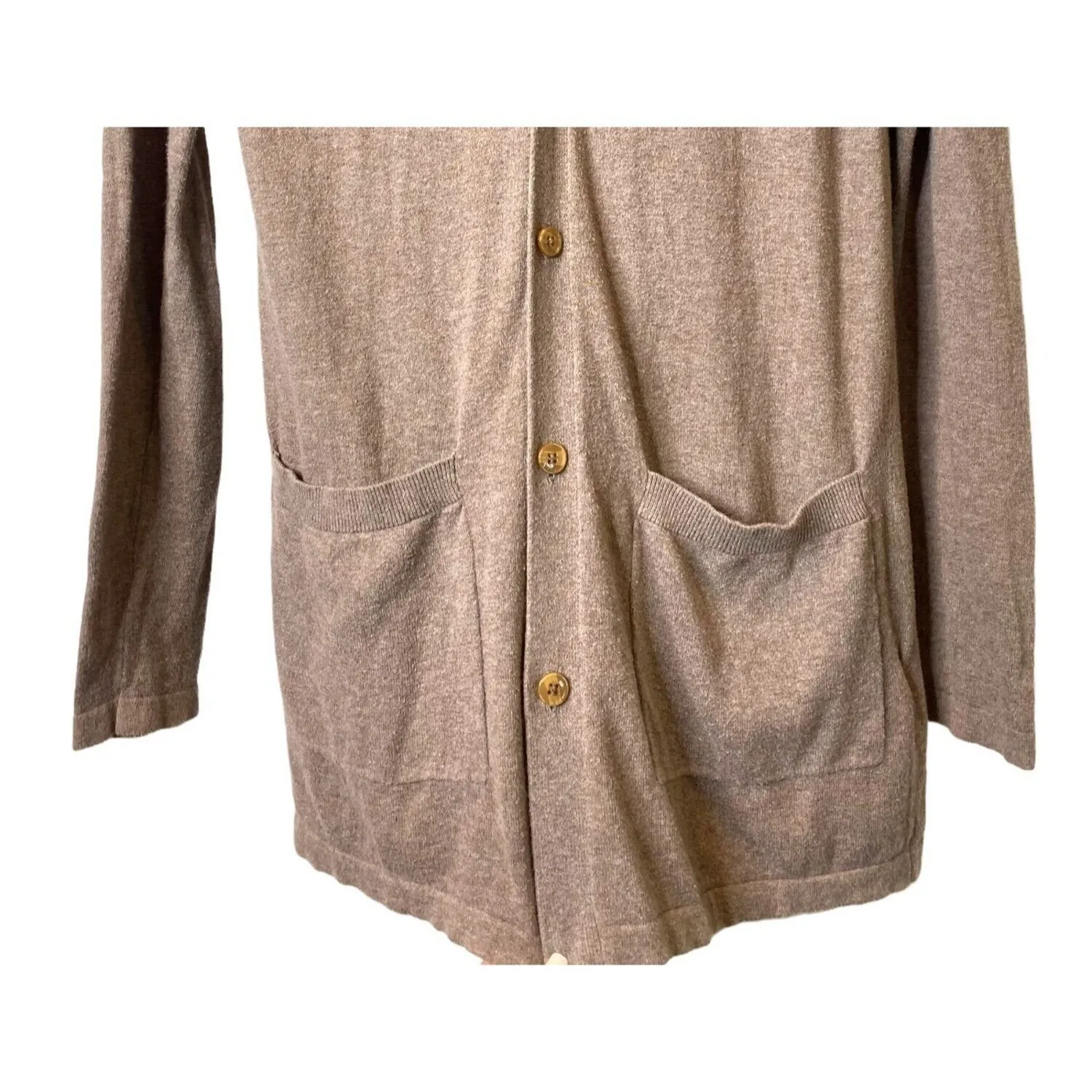 ASOS Oversized Button Down Stretch Cardigan Sweater Patch Pocket VNeck XXS Brown - Image 3