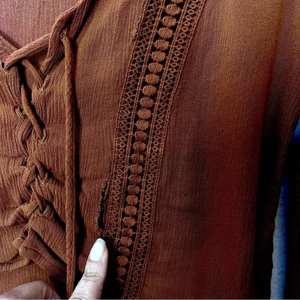 Vintage Y2K Flare Sleeve Top Women Small Whimsigoth Boho Fairy Peasant Bell 90s - Image 10