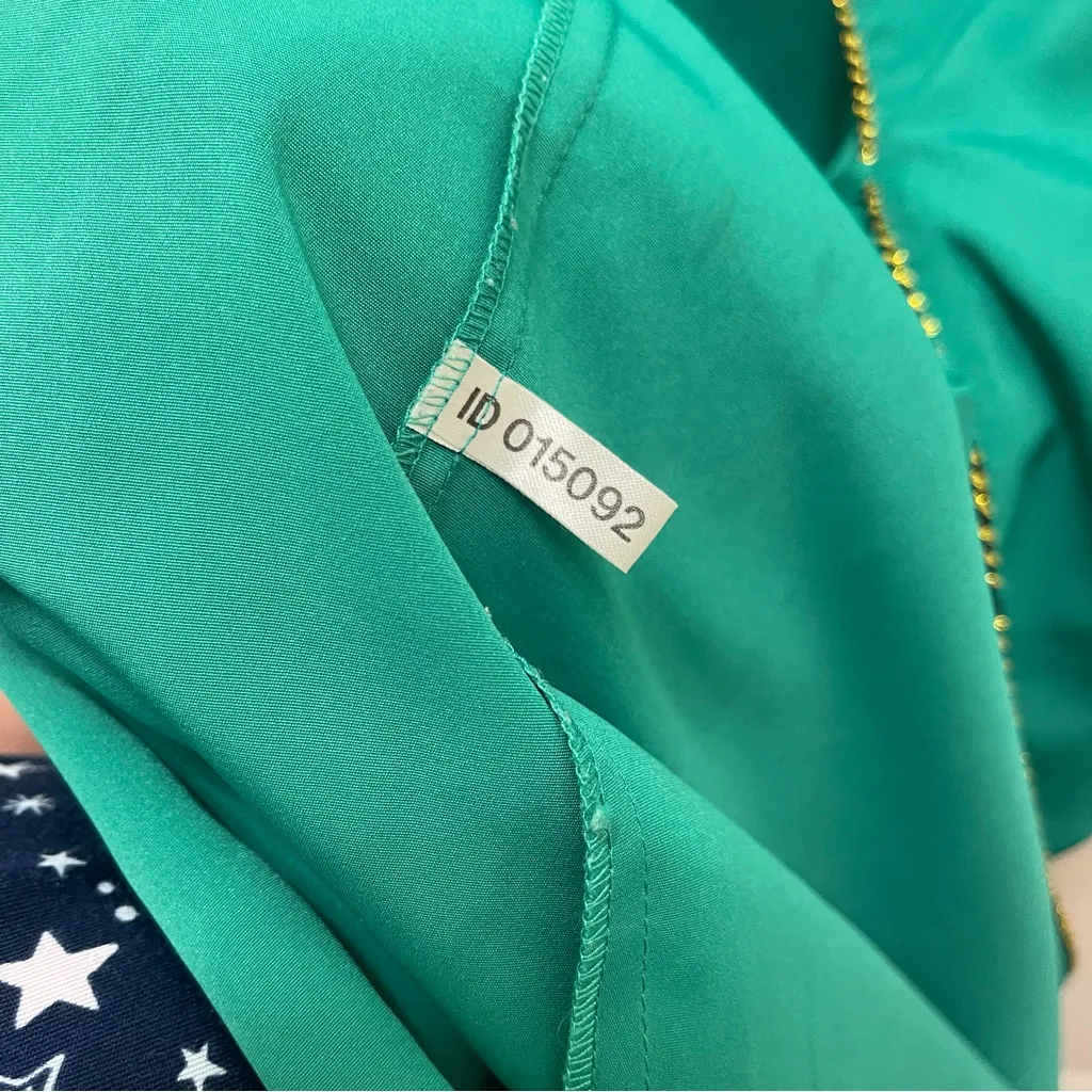 VTG 80s Victoria's Secret Emerald Green‎ Gold Label open kimono Robe Sz L - Image 11