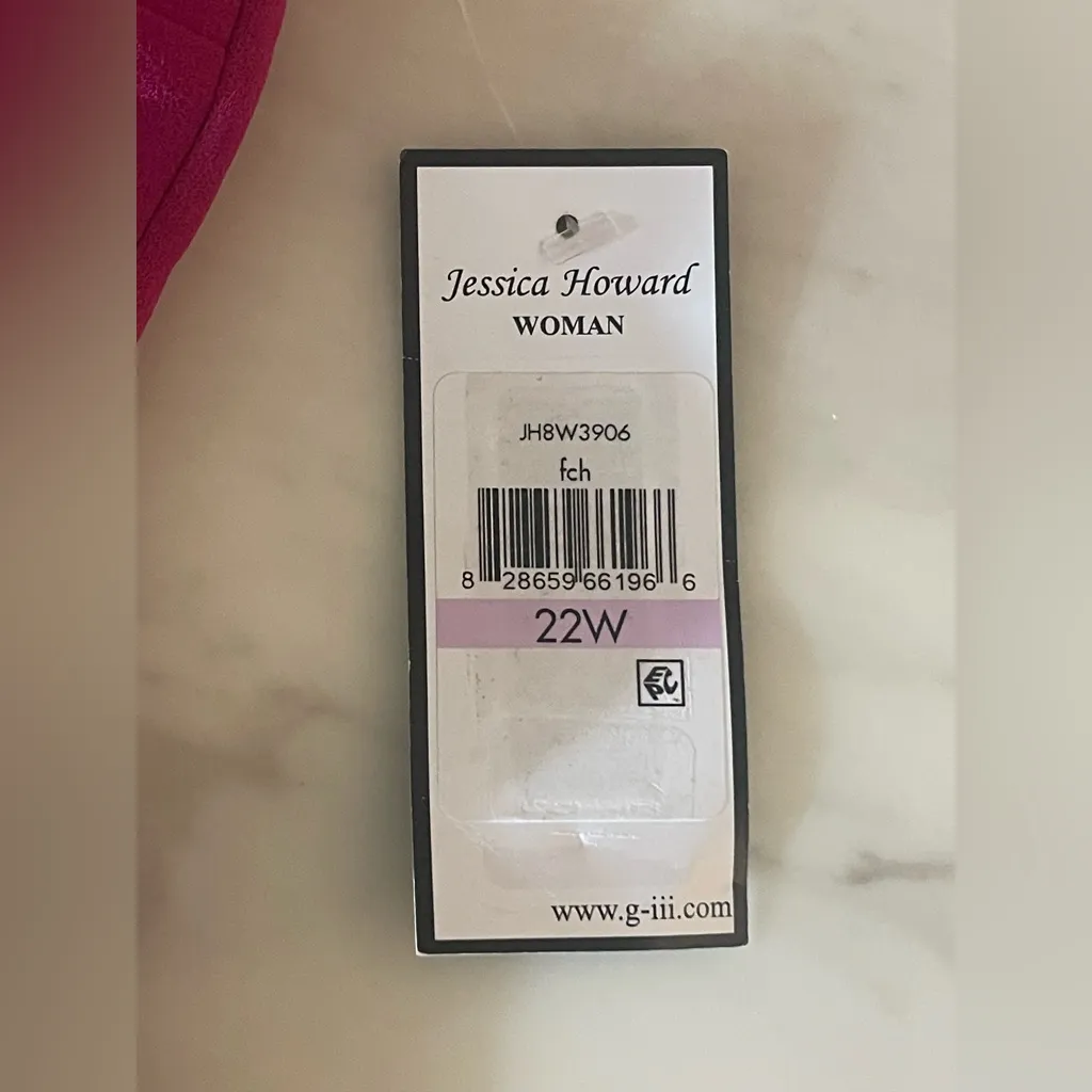 Jessica Howard Woman 22W Magenta Shift Dress Ruffle Sleeves Gold Zip Back NWT - Image 6