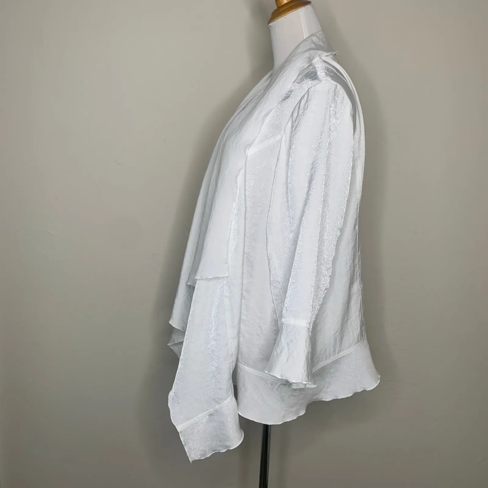 Ruby Rd. White Waterfall Jacket Open Front Sz 22W - Image 4