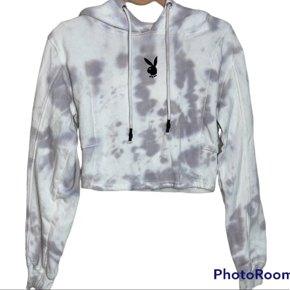 Misguided x Playboy Crop Tie Dye Hoodie Size Small - Image 2