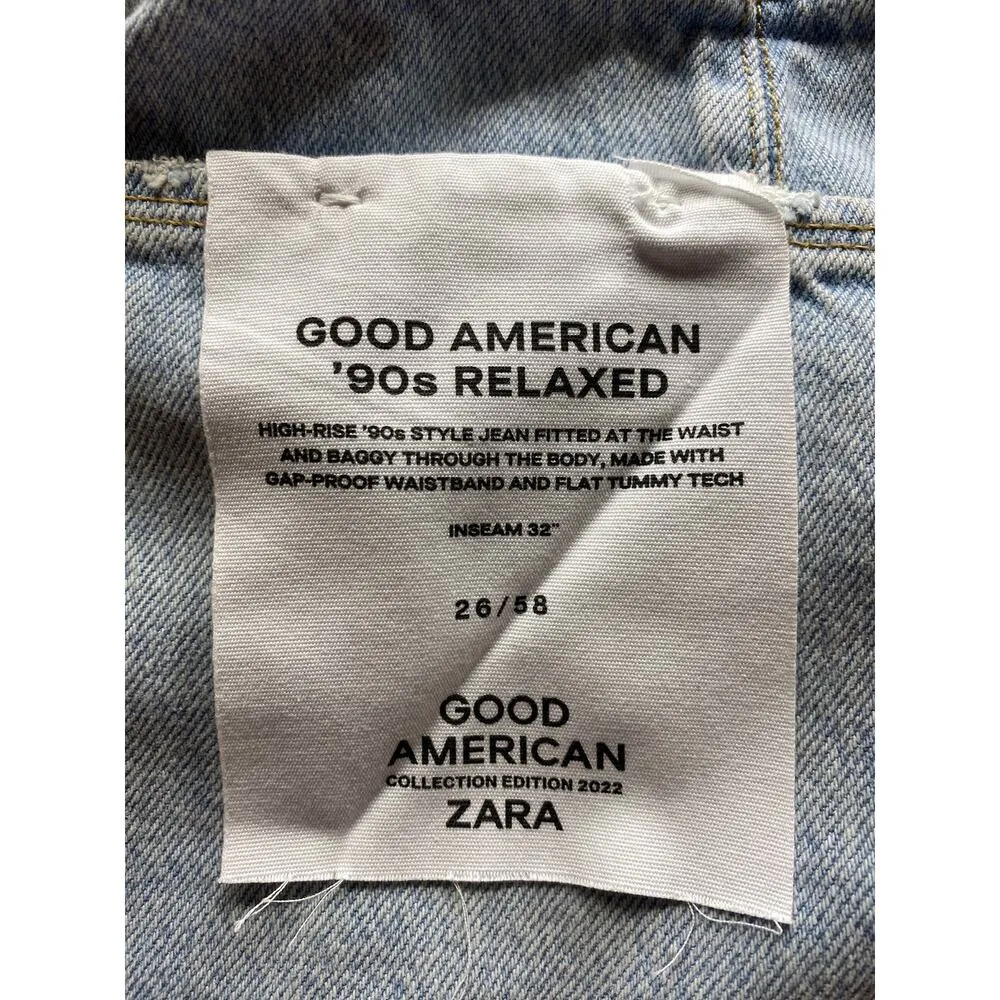 Brand New Good American X Zara Women's 26 90s Relaxed High Rise Jeans Blue - Image 10