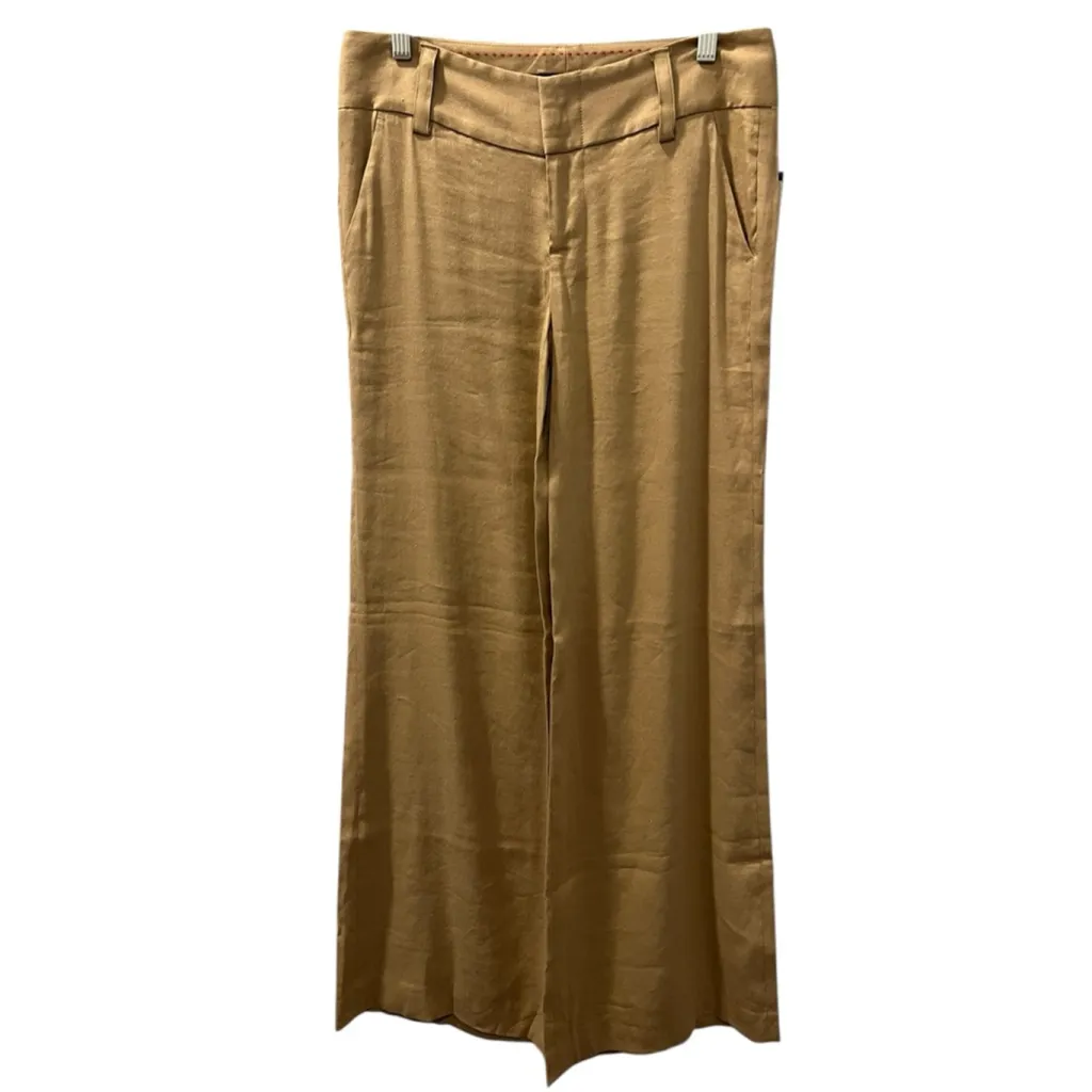Alice + Olivia NWT Linen Size 4 Low Rise Wide Leg Flare Tan Pants Baggy Brown - Image 2