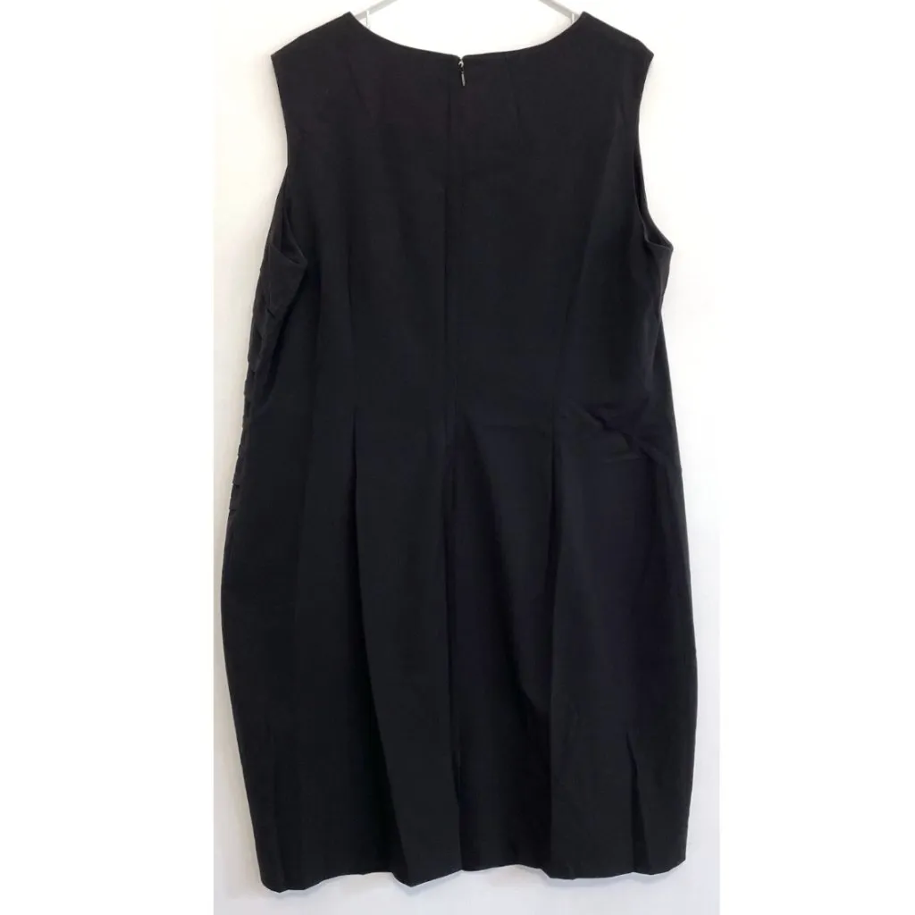 CALVIN KLEIN Plus Size Starburst Sheath Dress Sunburst Solid Black Pleated Work - Image 8