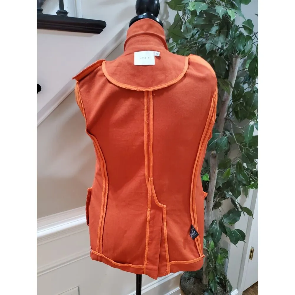 Lush Coral Cotton Single Breasted One Button Boyfriend Blazer Jacket Size Small - Image 9