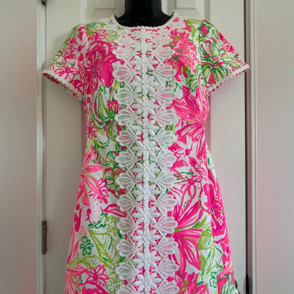 Lilly Pulitzer Maisie Stretch Shift Dress Koala Me Maybe Pink Green Short Sleeve - Image 3