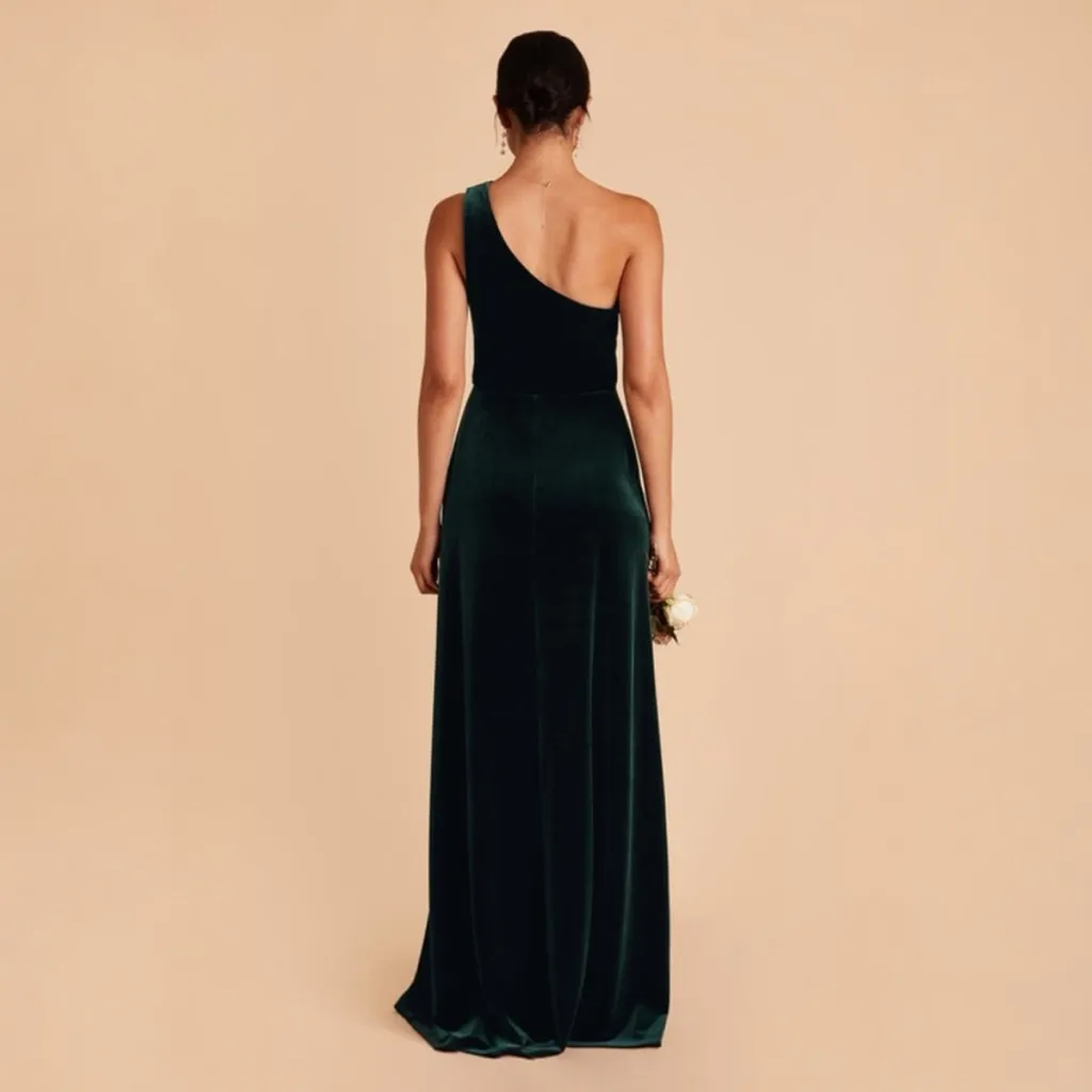 Birdy Grey velvet Kira dress size large‎ emerald green one shoulder formal gown - Image 2