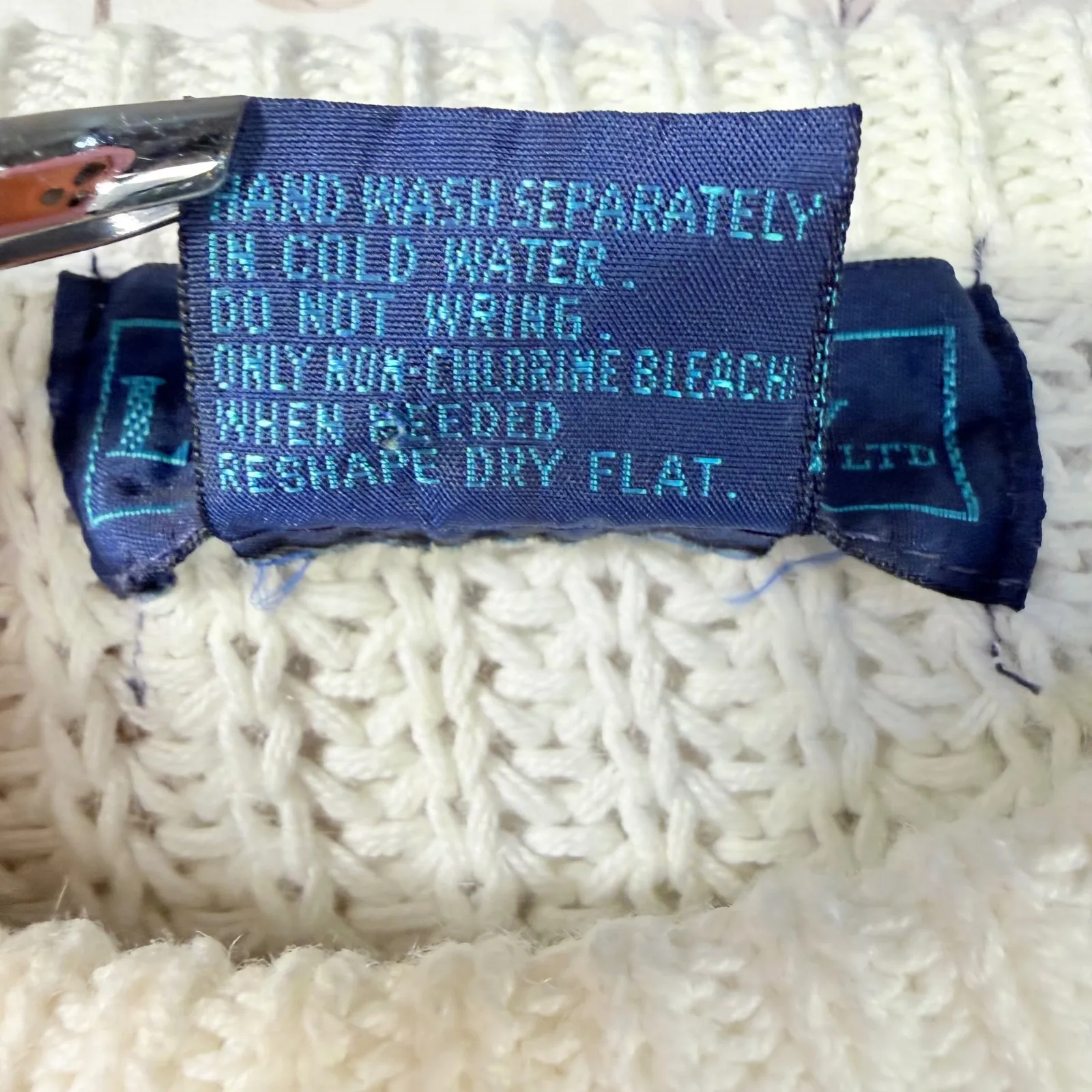 Vintage L'SimSBURY Striped Chunky Knit Sweater M Green Teal White Cotton Blend Size M - Image 3