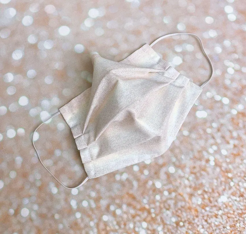 White silver red iridescent Premium Cotton face mask - Image 2