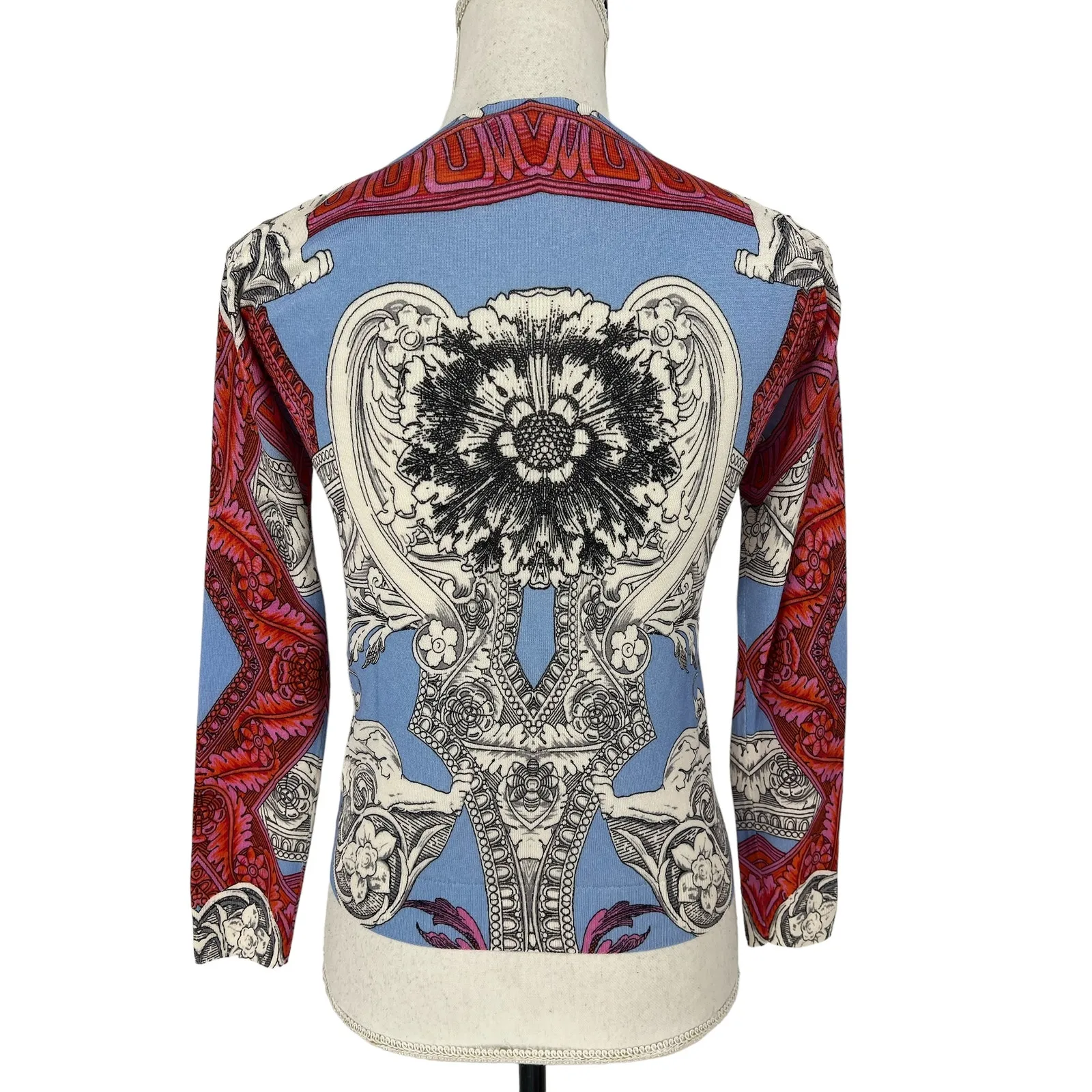 Versace Silk Printed Button Front Cardigan - Image 9