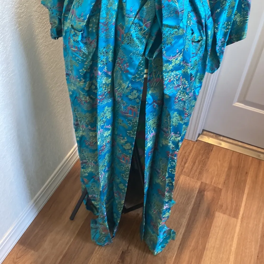 Traditional Chinese 3 Piece Pants, Shirt, & Robe Set EUC Satin Rayon Sz Sm - Image 3
