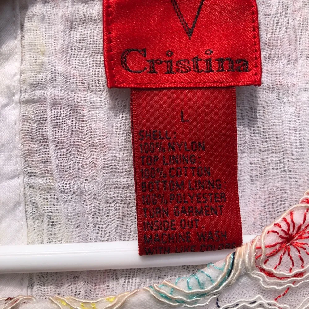 V CHRISTINA Lace Flora Sleeveless Blouse L White Size L - Image 4