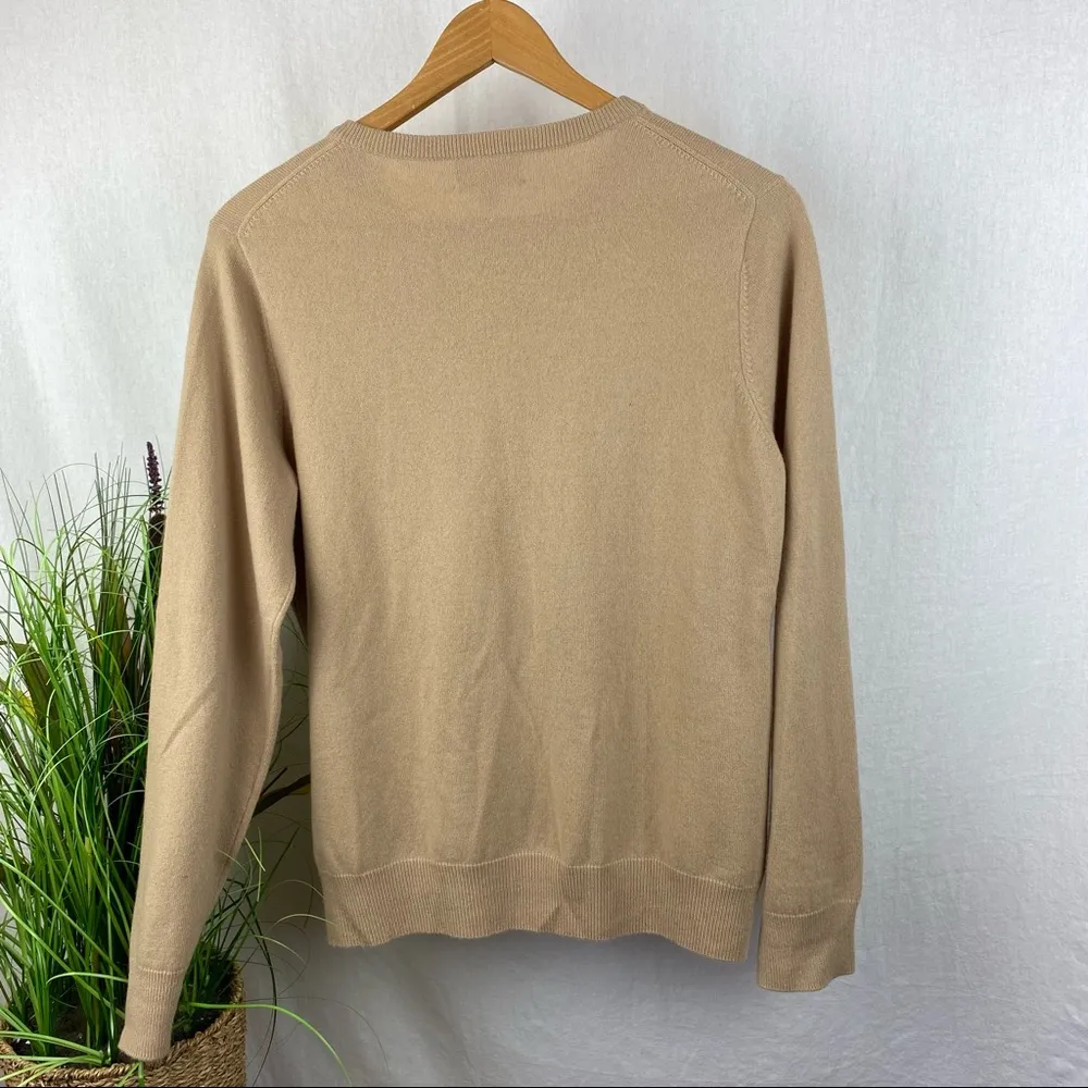 Pure Collection 100% Cashmere Long Sleeve Cardigan Button Up Sweater 12 Tan - Image 2