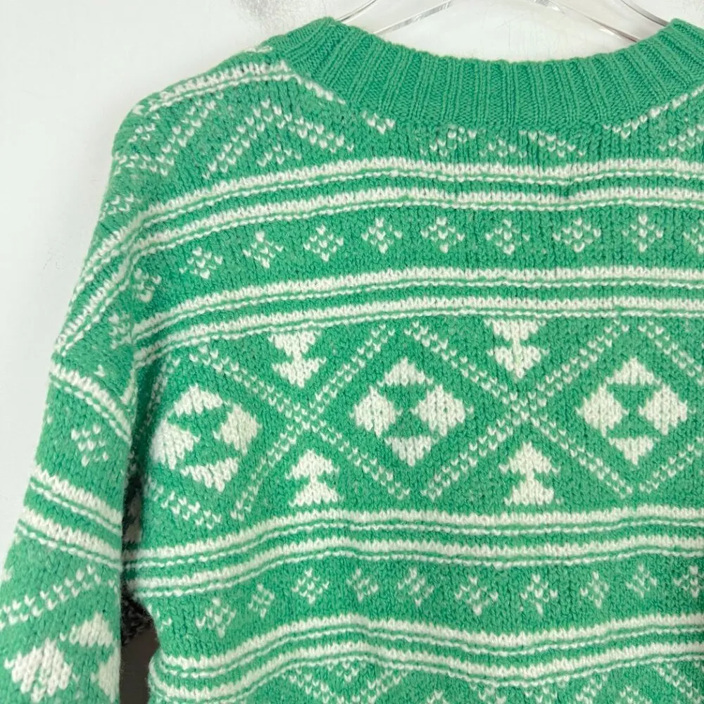 NWT  Fairisle Snowdrift Sweater Boxy Cozy Green Size XS NEW - Image 9