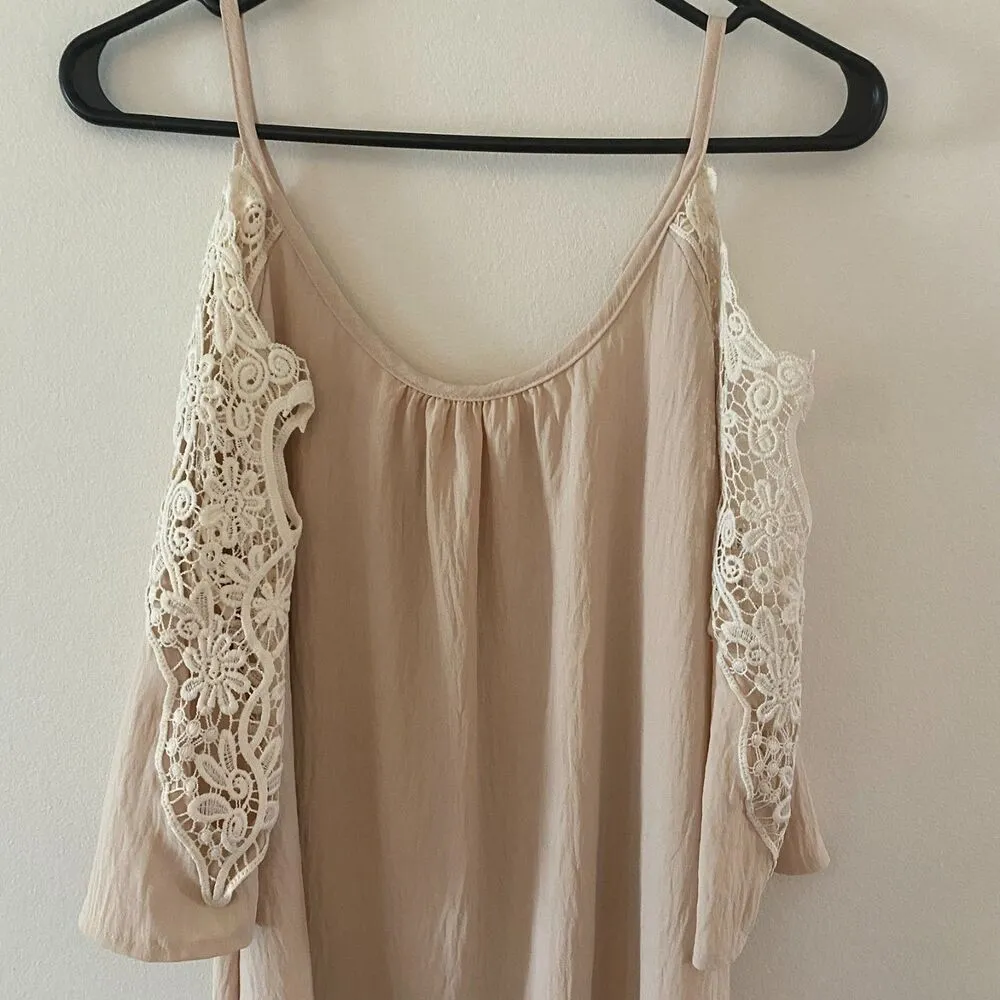 Shein Beige Coverup Fringe Women's Sz Medium - Image 12