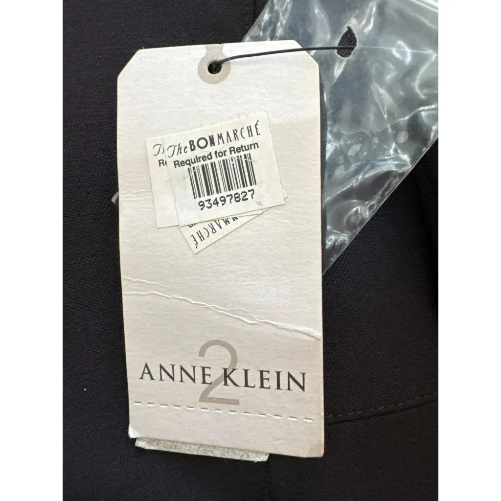 Vintage Anne Klein Womens Black Blazer Jacket Sz 8 Wool Blend Shoulder Pads NWT - Image 4