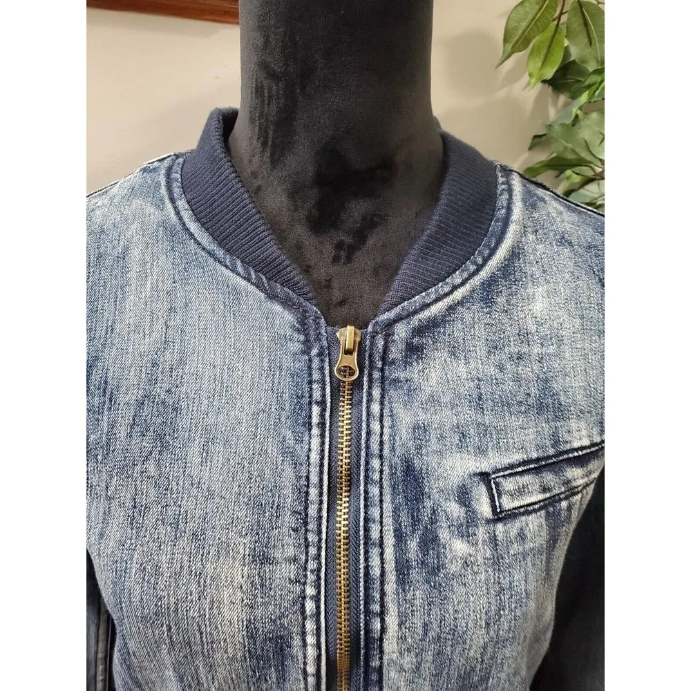 Ashley Stewart Women's Blue Cotton Long Sleeve Full Zip Front Jeans Jacket 14/16 - Image 2