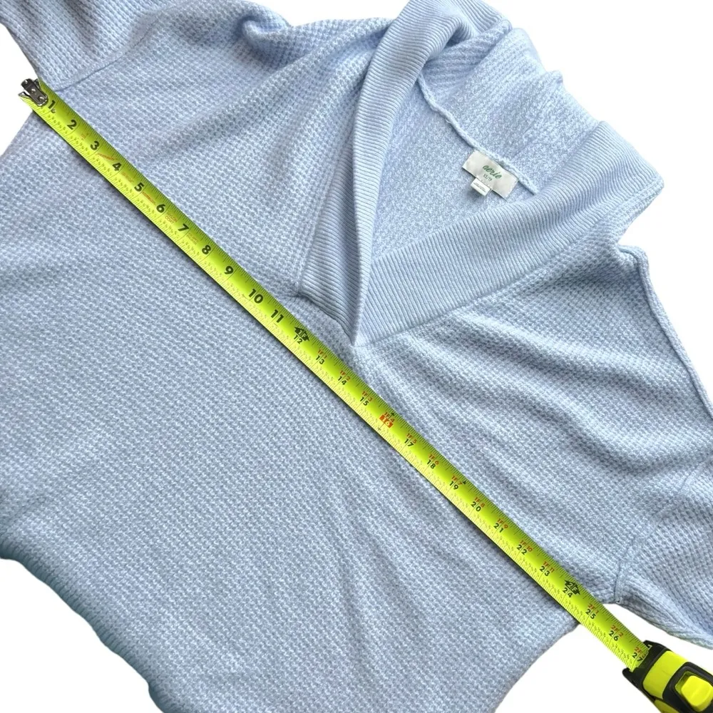 Aerie CozyUp Waffle Knit Sweater Oversized Hooded Pullover in Light Blue - Image 6