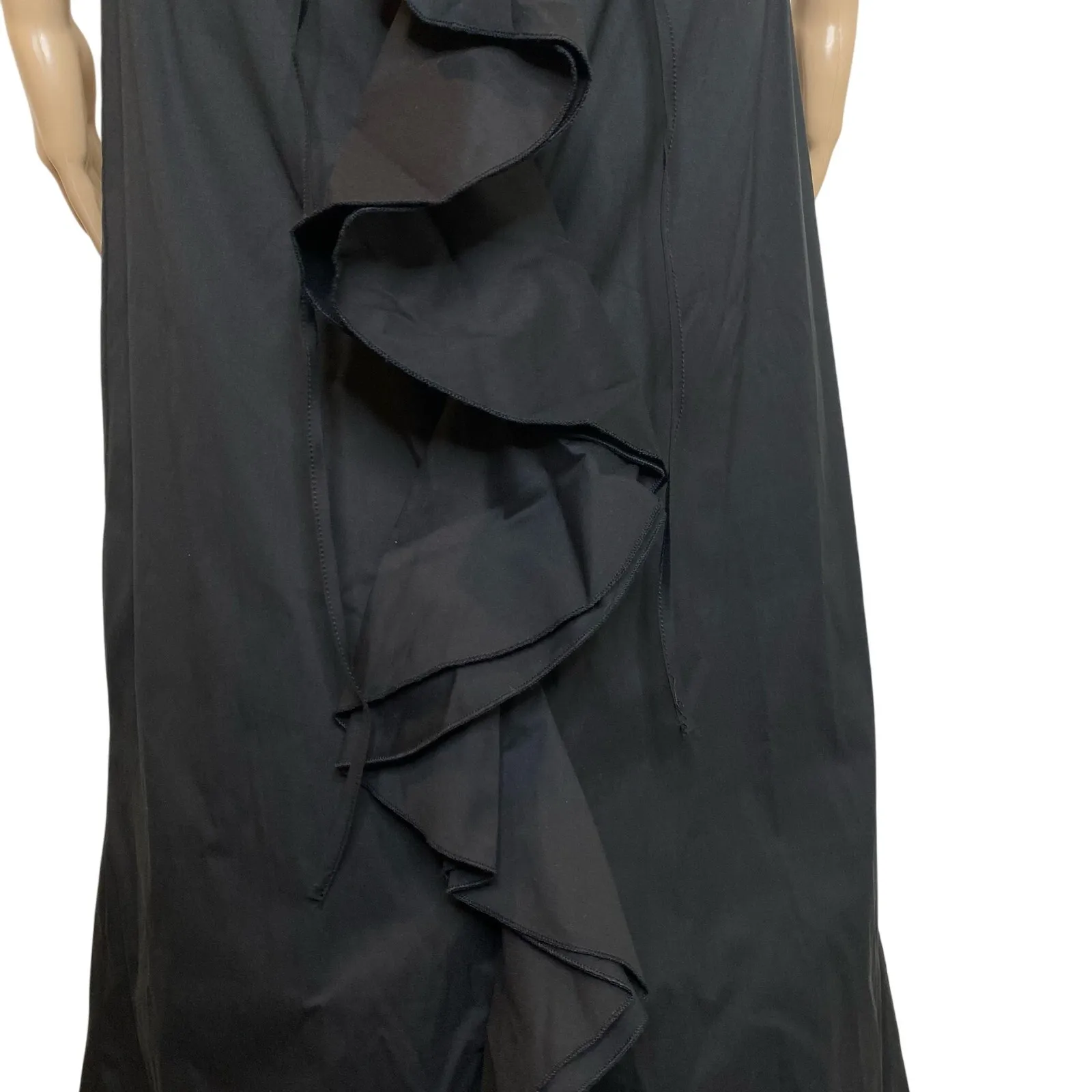 Flavio Castellani Frills Ruffle Poplin Maxi Dress Black Size 8 - Image 6