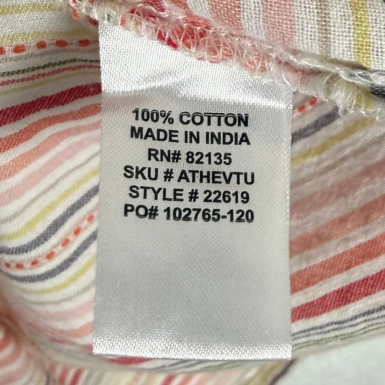 Fresh Produce Eva Tassel Tunic Top V-Neck Cotton Bright Coral Stripe Size M/L - Image 5