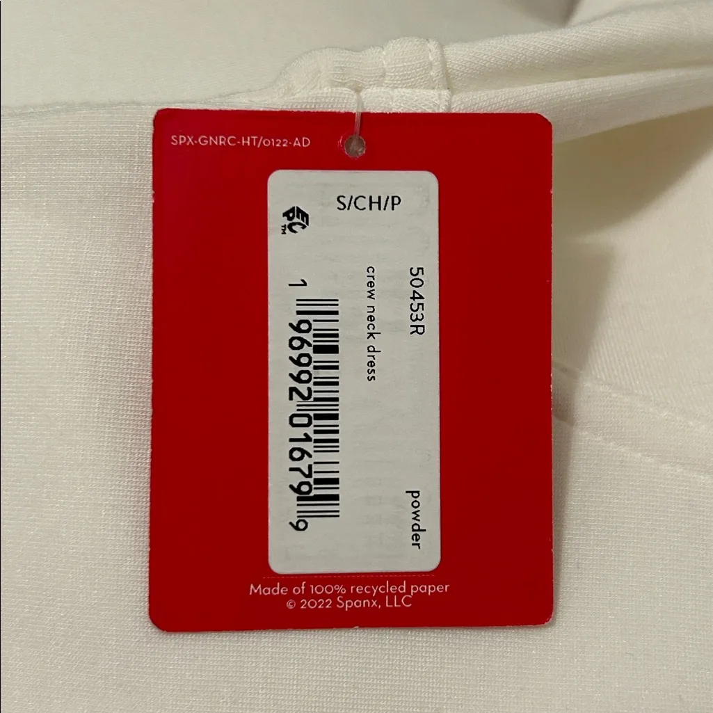 Spanx AirEssentials Crew Neck Long Sleeve Dress Powder White NWT Size Small - Image 14
