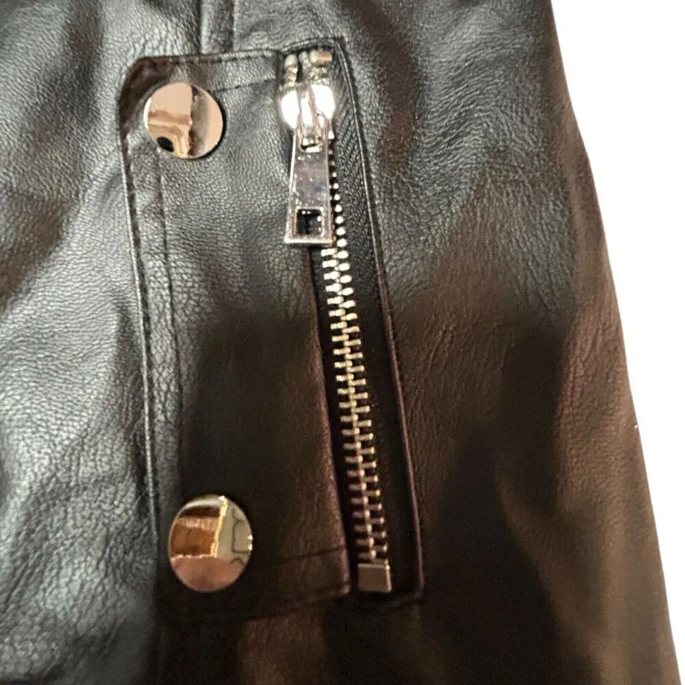 NWT Nasty Gal IVIVI Black Faux Leather Back Zip Faux Pocket Mini Skirt Womens L - Image 6