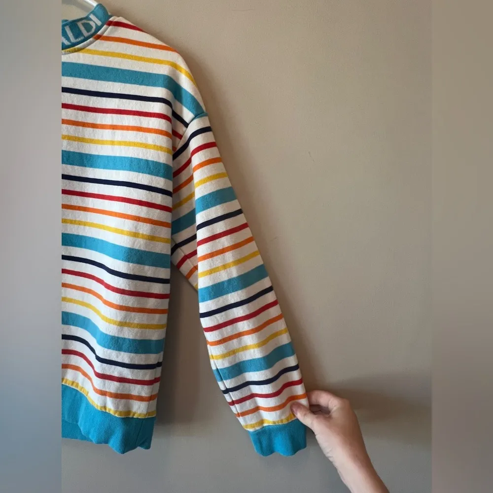 Aldi Stores Striped Crewneck Sweatshirt Blue Size M - Image 3