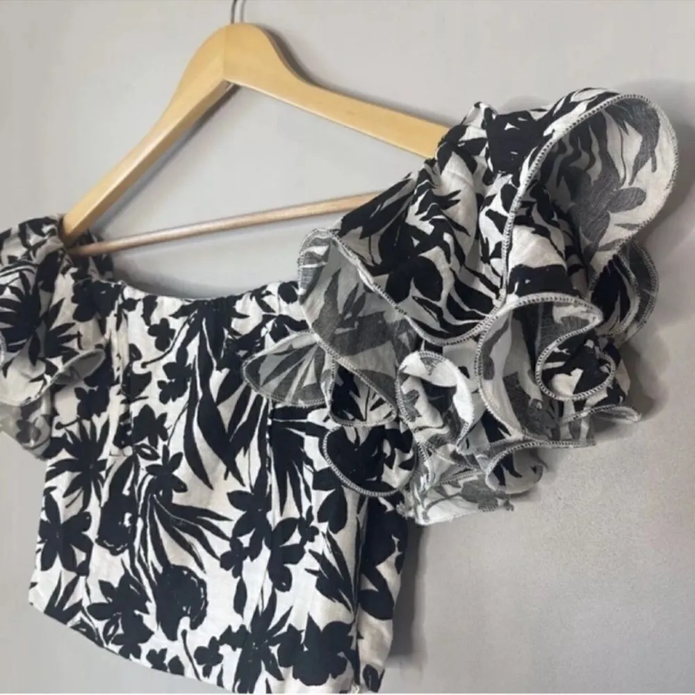 NWT DO + BE Blouse Crop Off The Shoulder Top Resort Wear Ruffle Small - Image 5