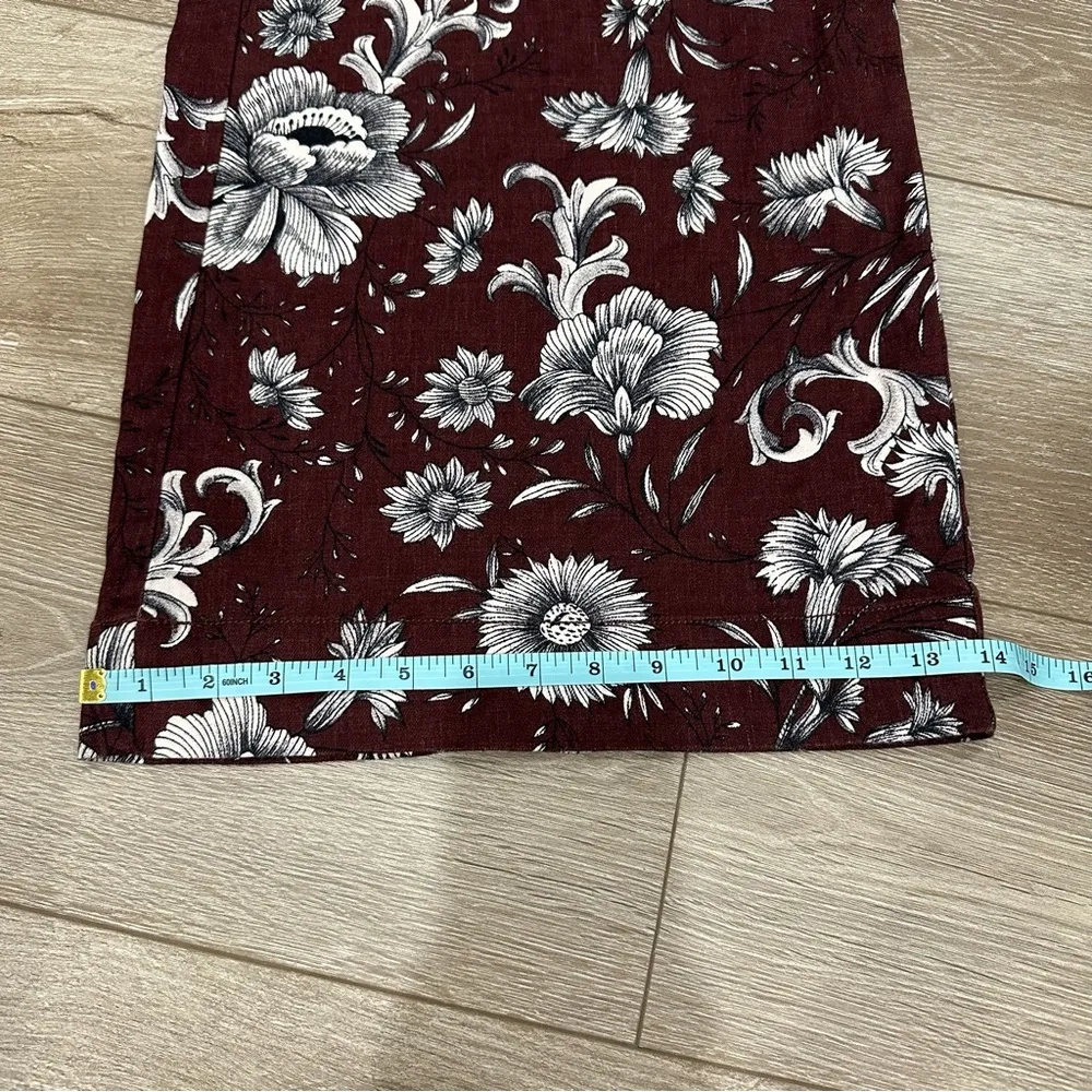 Anthropologie Linen Blend Mid Rise Wide Leg Pants Size 2 Floral Print - Image 16