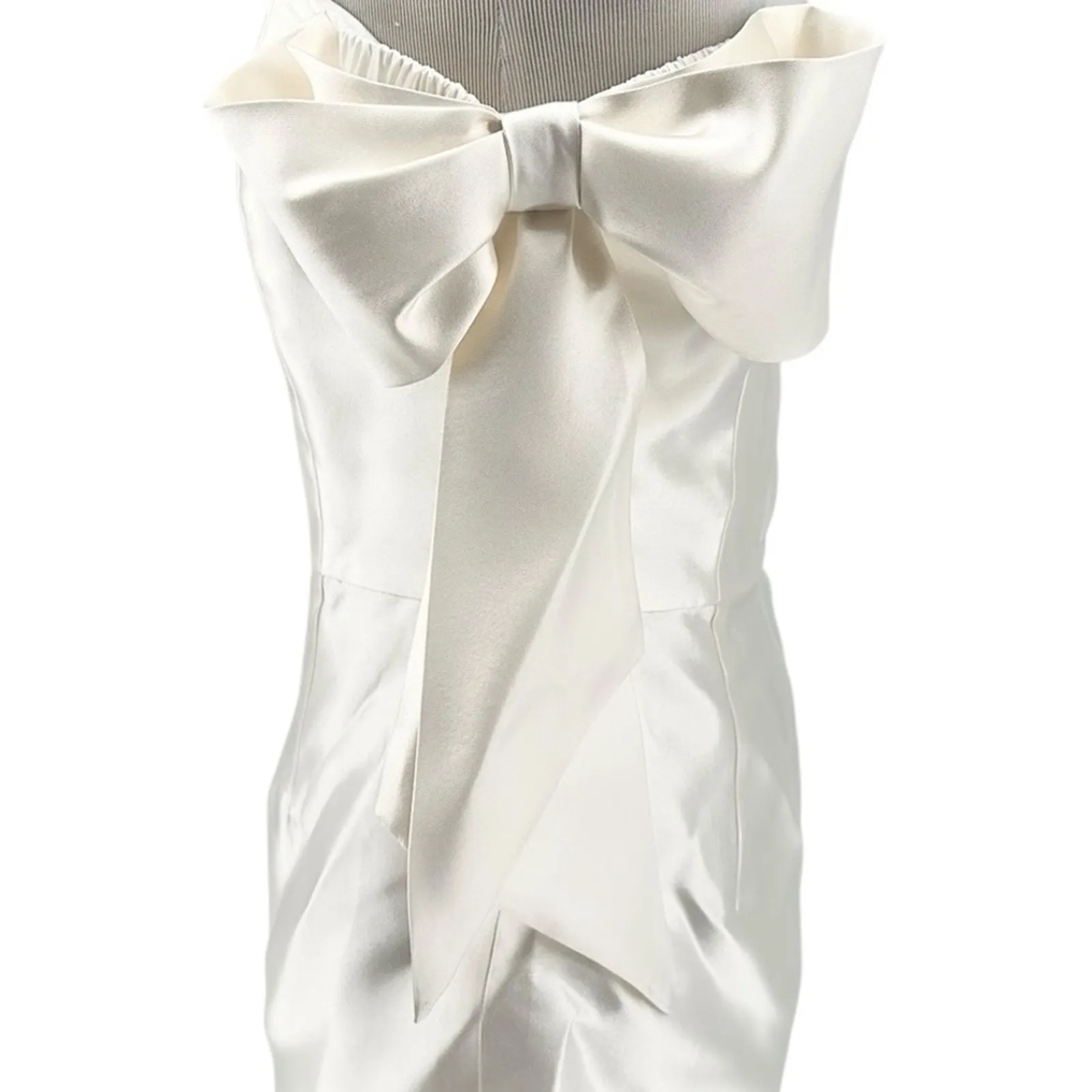 Alexia Maria Isabella Dress Bridal Wedding Silk Arm Bow Tie Mini White Size 8 - Image 8
