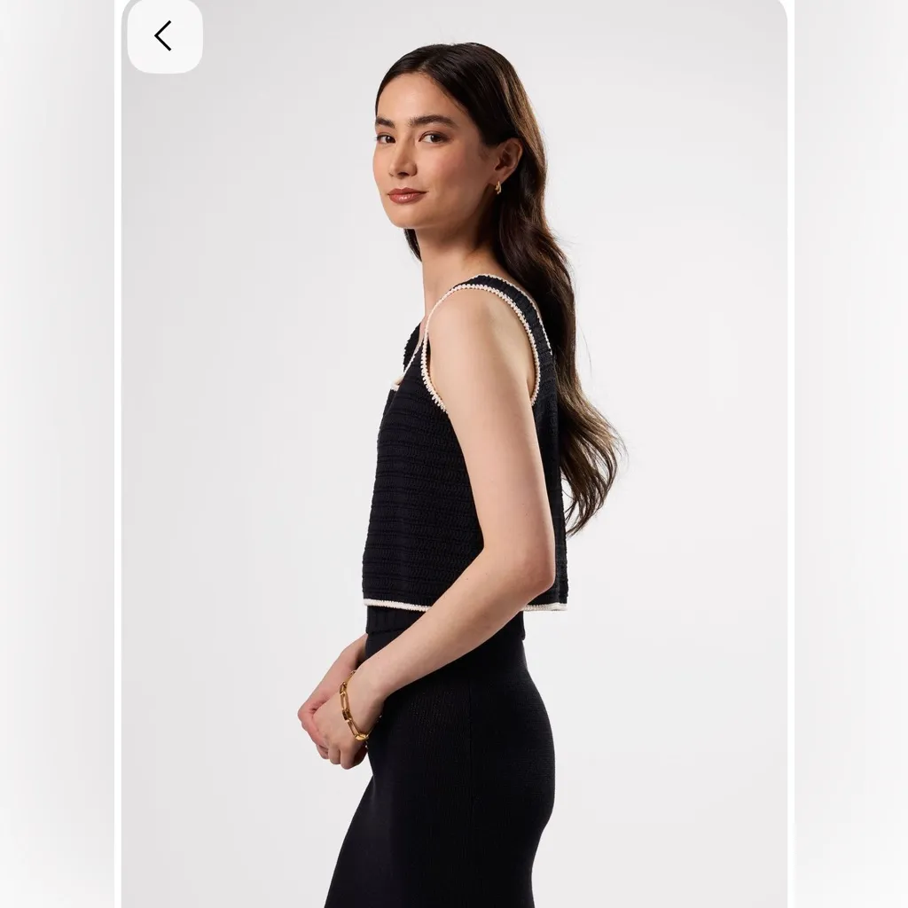 NWT AMOUR Vert Antibes Crochet Top, Medium, Black & Ivory - Image 2