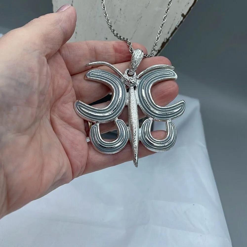 Vintage boho large big bold necklace. Silver - Image 5