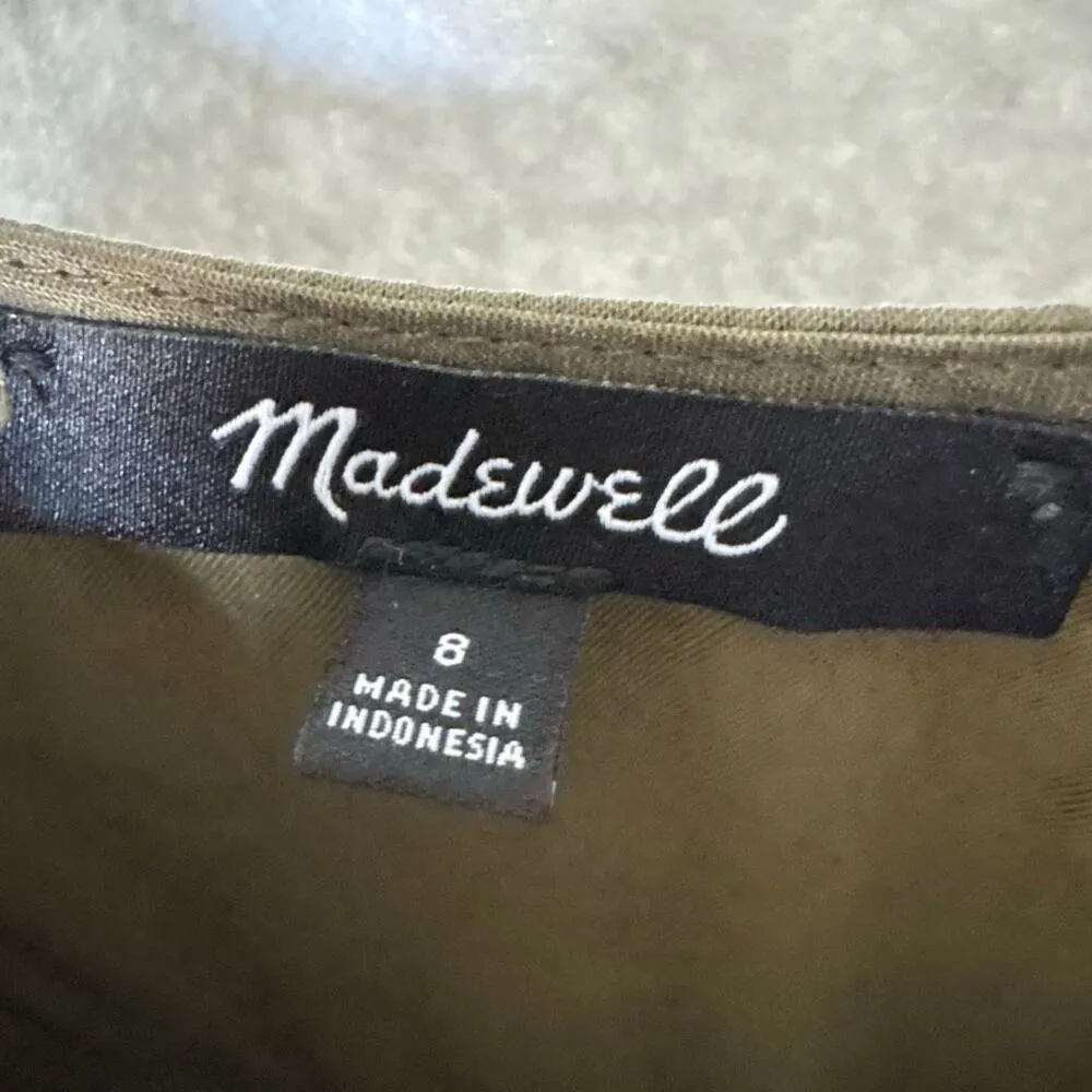 Madewell Olive Green Peasant Sleeveless Midi Dress Slip Size 8 - Image 4